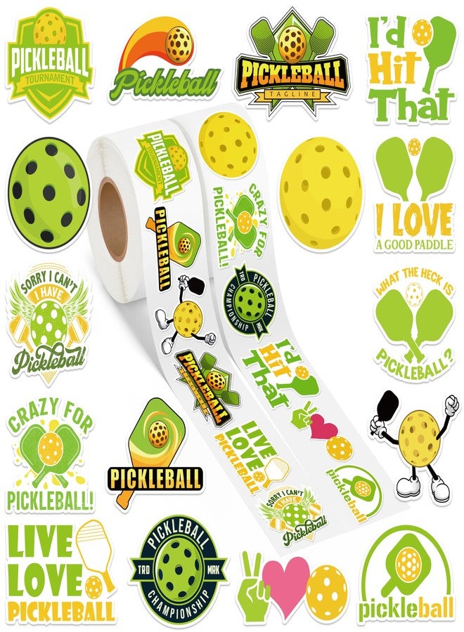 A1diee Funny Pickleball Sticker Roll - 1000Pcs Pickleball Lovers Pickle Paddle Gifts Sports Themed Waterproof Vinyl Aesthetic Decals Gifts for Teens Water Bottles Scrapbook Laptop Luggage Tumbler - Image 1